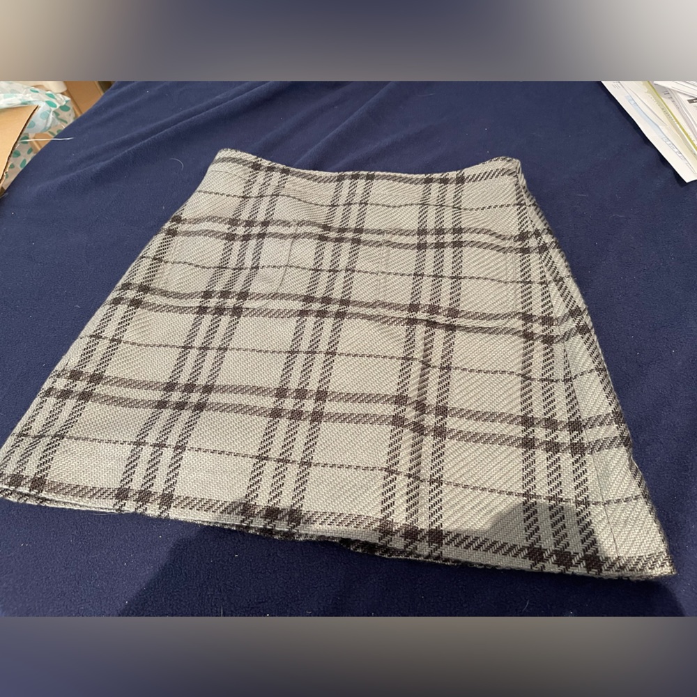 J. Crew Black and Gray Plaid Mini Skirt